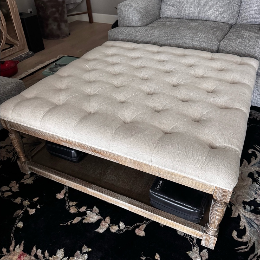 Elegant Cream Tufted Ottoman
